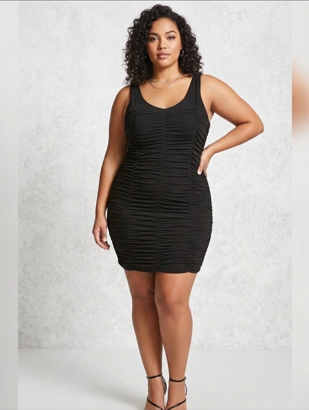 Forever 21 Plus Black Ruched Tank Bodycon Dress - Women